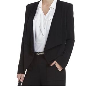 BCBGMaxAzria Abree Open Front‎ Blazer Jacket Size XS Black Classic Tuxedo